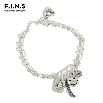 F.I.N.S 925 Sterling Silver Smile Face Tag Pendant Bracelet for Women Handmade Thai Silver Chain Link Bracelets on Hand Jewelry
F.I.N.S 925 Sterling Silver Smile Face Tag Pendant Bracelet for Women Handmade Thai Silver Chain Link Bracelets on Hand Jewelry