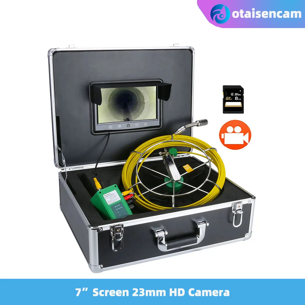 

Drain Pipe Sewer Inspection Endoscope System 20M/30M/40M/50M Cable IP68 22mm Waterproof 1000TVL Camera 9“ LCD DVR 8GB SD Card