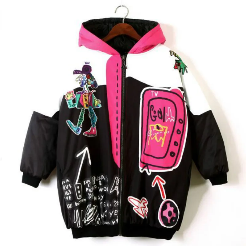 Women Punk Design Thick Warm Winter Coat Harajuku Hooded Casual Loose Long bomber Jacket Street Wear Plus Size Cotton Coat YL355
Women Punk Design Thick Warm Winter Coat Harajuku Hooded Casual Loose Long bomber Jacket Street Wear Plus Size Cotton Coat YL355