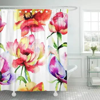 Fabric Shower Curtain Curtains with Hooks Bloom Patterns with Beautiful Flowers Watercolor Blossom Botanical Branch Drawing
Fabric Shower Curtain Curtains with Hooks Bloom Patterns with Beautiful Flowers Watercolor Blossom Botanical Branch Drawing