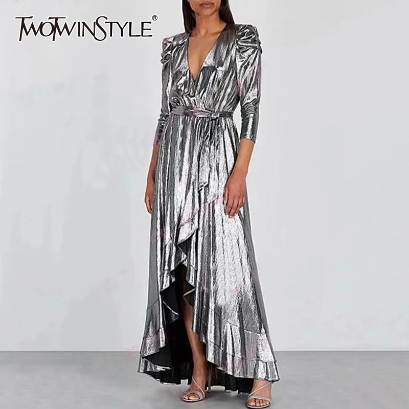 TWOTWINSTYLE Ruffle Elegant Dress For Women V Neck Long Sleeve High Waist Dresses Female 2019 Autumn Plus Size Fashion New
TWOTWINSTYLE Ruffle Elegant Dress For Women V Neck Long Sleeve High Waist Dresses Female 2019 Autumn Plus Size Fashion New