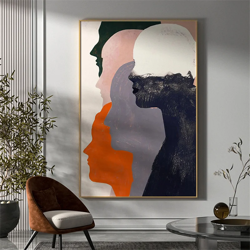 

Abstract Man Face Canvas Painting for Living Room Nordic Poster Gallery Aesthetic Room Home Decor Picture Wall Art Cuadros