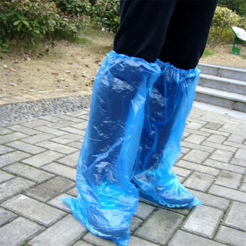 25PCS Disposable Plastic Shoe Covers Rain Overshoes Protector Waterproof Pack 