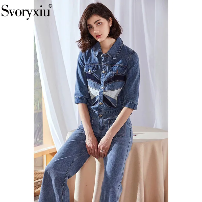 Svoryxiu 2020 Designer Fashion Spring Summer Denim Two Piece Set Women's Butterfly Embroidery Coat + Wide Leg Pants Denim Suit
Svoryxiu 2020 Designer Fashion Spring Summer Denim Two Piece Set Women's Butterfly Embroidery Coat + Wide Leg Pants Denim Suit
