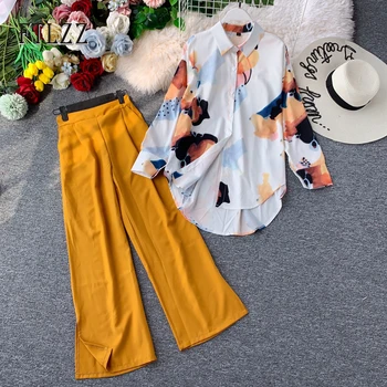 Streetwear Two Piece Sets Women Single Breasted Turn-down Collar Blouse Tops + Elastic Waist Pants Chiffon Outfit Woman Clothes
Streetwear Two Piece Sets Women Single Breasted Turn-down Collar Blouse Tops + Elastic Waist Pants Chiffon Outfit Woman Clothes