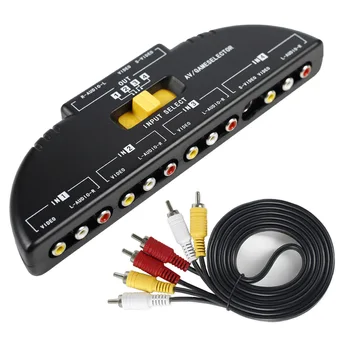 4-port AV composite RCA selection box switch distributor with cable plug AV switcher audio and video switcher
4-port AV composite RCA selection box switch distributor with cable plug AV switcher audio and video switcher