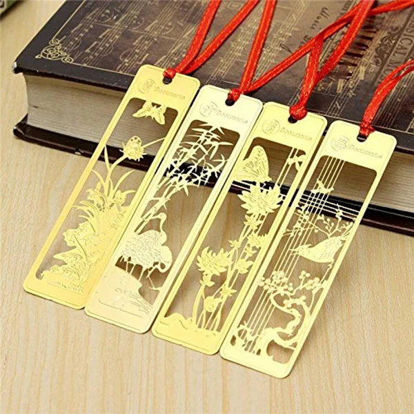 8 pcs bookmarks: pack of 4 chinese metal bookmarks set for kids