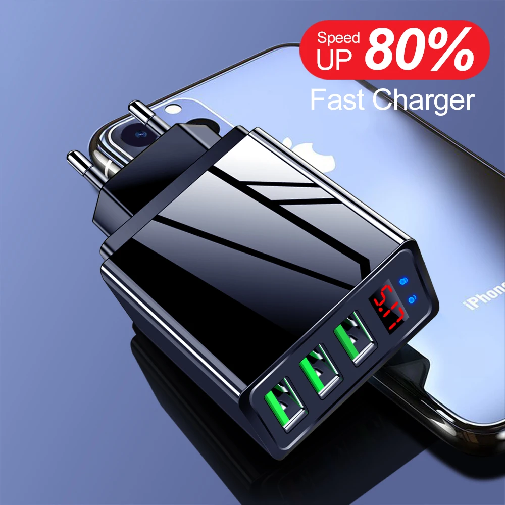 3 Ports USB Charger EU US Plug LED Display 3.1A Fast Charging Smart Mobile Phone Charger For iphone Samsung Xiaomi Tablet
3 Ports USB Charger EU US Plug LED Display 3.1A Fast Charging Smart Mobile Phone Charger For iphone Samsung Xiaomi Tablet