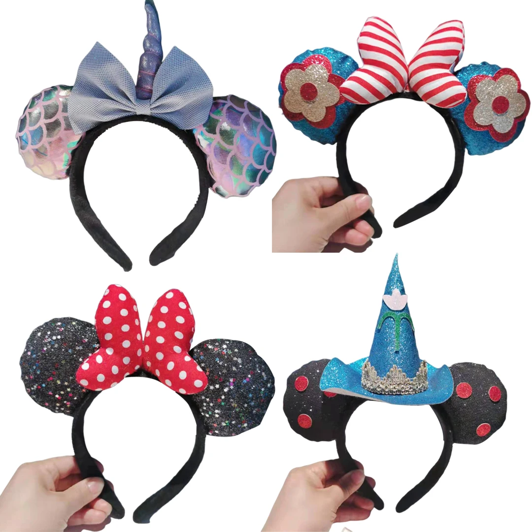 

Disney Mickey Minnie Ear Headband Big Bow Unicorn Hair band Bunny EARS COSTUME Headband Cosplay Plush Adult Kids Headband