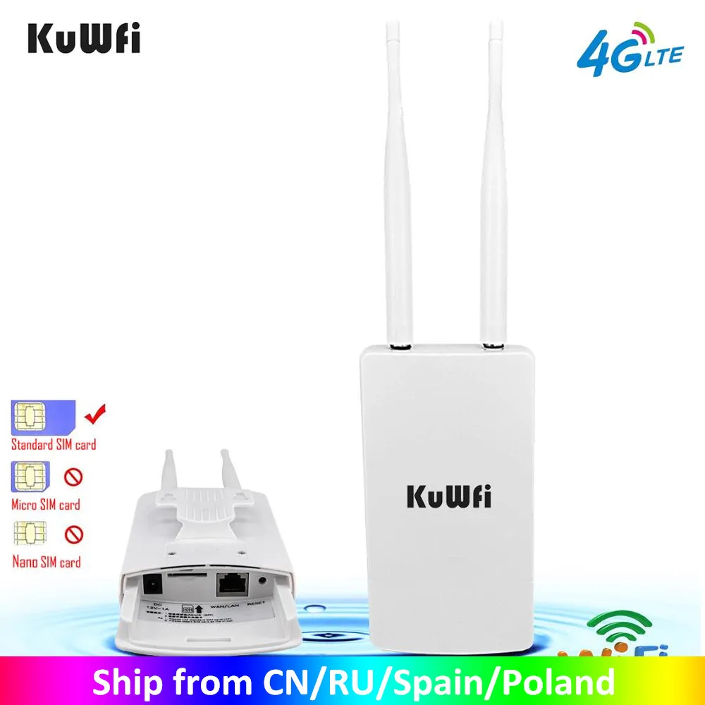

KuWFi Waterproof Outdoor 4G CPE Router 150Mbps CAT4 LTE Routers 3G/4G SIM Card WiFi Router for IP Camera/Outside WiFi Coverage