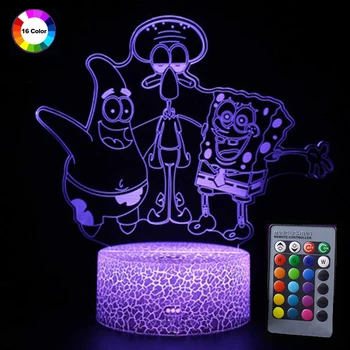 SpongeBob Squarepants 3D LED Lamp Illusion Night Light Remote Control 16 Colors Change 3D LED Night Table Lamp for Bedroom Decor
SpongeBob Squarepants 3D LED Lamp Illusion Night Light Remote Control 16 Colors Change 3D LED Night Table Lamp for Bedroom Decor