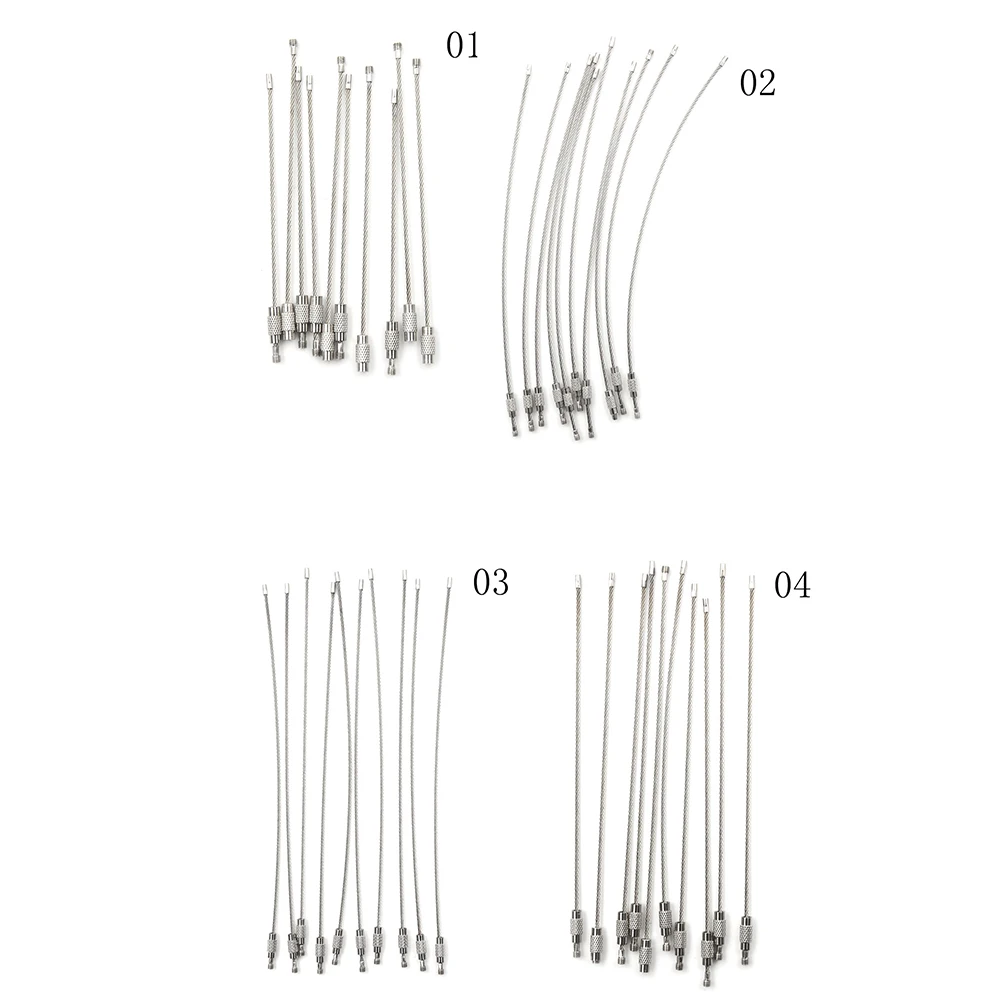 20pcs Rostfreier Stahl Kabel Draht Schlüsselkette Ring Twist Schraube Sperren