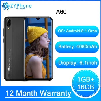 Blackview A60 Original 6.1" Smartphone 19.2:9 Full Waterdrop Screen 4080mAh Android 8.1 Cellphone 1GB 16GB 13.0 MP Mobile Phone
Blackview A60 Original 6.1" Smartphone 19.2:9 Full Waterdrop Screen 4080mAh Android 8.1 Cellphone 1GB 16GB 13.0 MP Mobile Phone