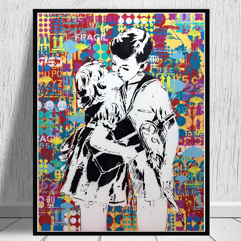 Banksy Graffiti Art Abstract Canvas Paintings Wall Art Posters Prints Boy and Girl Kissing Wall Pictures For Bedroom Home Decor
Banksy Graffiti Art Abstract Canvas Paintings Wall Art Posters Prints Boy and Girl Kissing Wall Pictures For Bedroom Home Decor