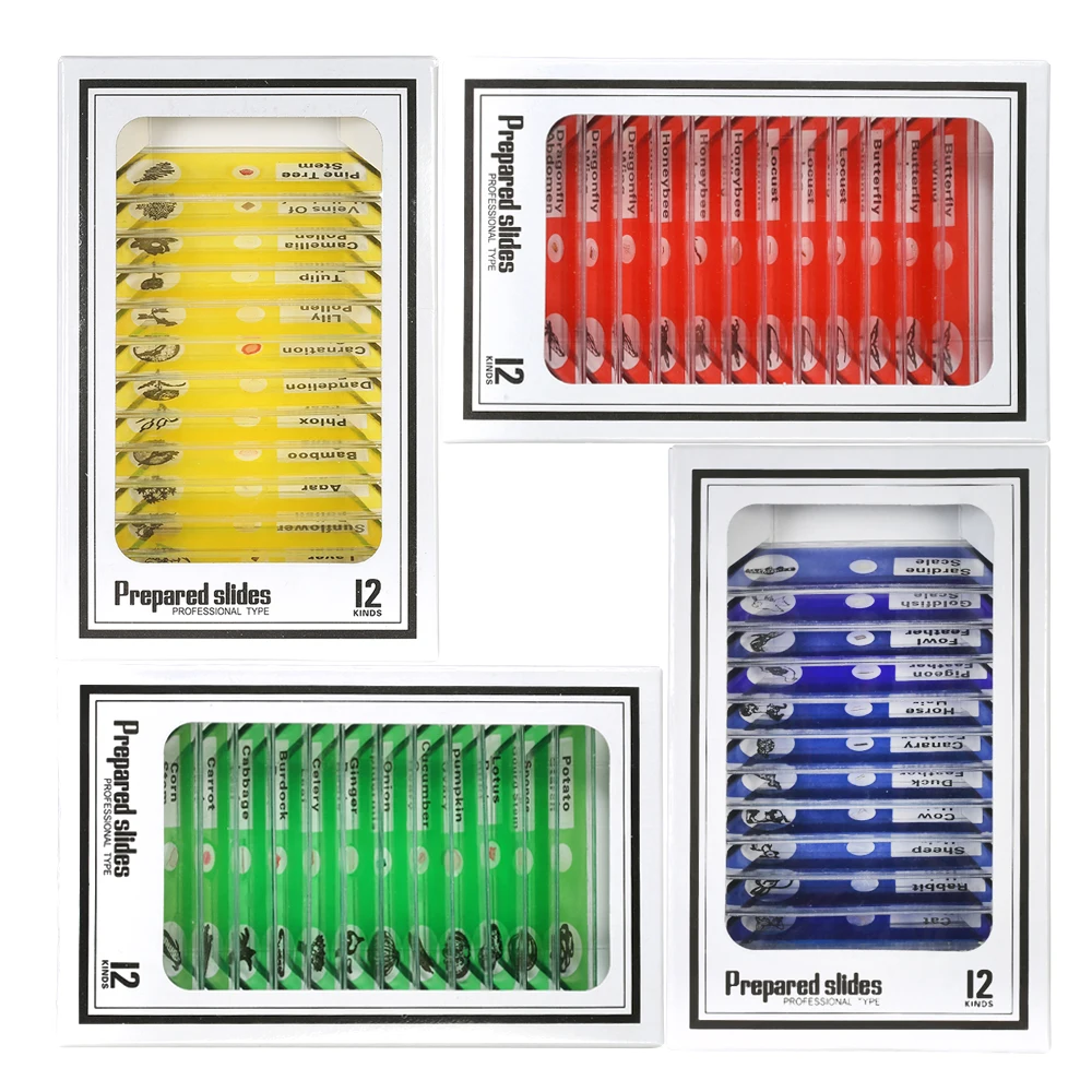 48pcs Plastic Prepared Microscope Slides Animals Insects Plants Sample Specimens Slides Set with Color Labels for Kids Students
48pcs Plastic Prepared Microscope Slides Animals Insects Plants Sample Specimens Slides Set with Color Labels for Kids Students