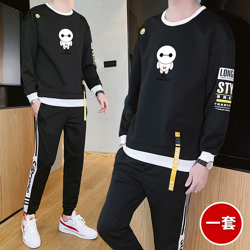 Mock Two-Piece Long Sleeve T-shirt Suit Spring And Autumn Casual Loose-Fit Two-Piece Set Men'S Wear 2019 New Style Popular Brand
Mock Two-Piece Long Sleeve T-shirt Suit Spring And Autumn Casual Loose-Fit Two-Piece Set Men'S Wear 2019 New Style Popular Brand