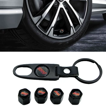 Car Badge Stainless Steel Wheel Tire Valve Stem Caps Keychain for Subaru STI Legacy Forester Outback Rally WRX WRC Impreza