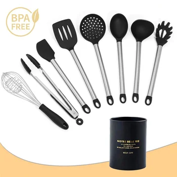 8/11Pcs Kitchen Utensil Set Stainless Steel Handle Kitchenware Non-stick Spatula black Silicone Cooking Tools Set Kitchen Tools
8/11Pcs Kitchen Utensil Set Stainless Steel Handle Kitchenware Non-stick Spatula black Silicone Cooking Tools Set Kitchen Tools