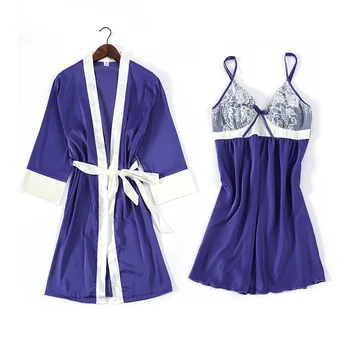 Sexy Summer Womens 2PC Bathrobe Sling nightdress Sets Bride Bridesmaid Sleepwear Lady Homewear Nightgown Suit Sleepshirts 
Sexy Summer Womens 2PC Bathrobe Sling nightdress Sets Bride Bridesmaid Sleepwear Lady Homewear Nightgown Suit Sleepshirts