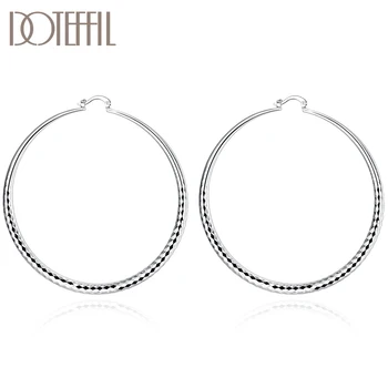 DOTEFFIL 925 Sterling Silver Big Circle 71mm Grain Hoop Earring For Woman Fashion Party Wedding Engagement Party Jewelry
DOTEFFIL 925 Sterling Silver Big Circle 71mm Grain Hoop Earring For Woman Fashion Party Wedding Engagement Party Jewelry