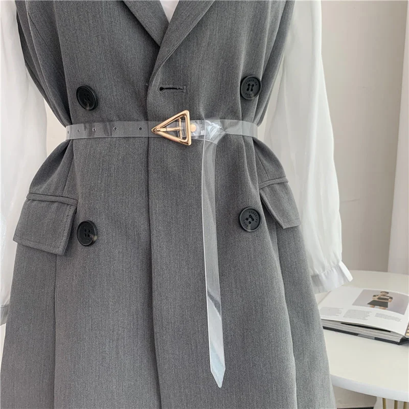New Design Women PVC Transparent Thin Belt Triangle Pin Buckle Waist Strap Harajuku Trouser Jeans Dress Lady Clear Belts 
New Design Women PVC Transparent Thin Belt Triangle Pin Buckle Waist Strap Harajuku Trouser Jeans Dress Lady Clear Belts