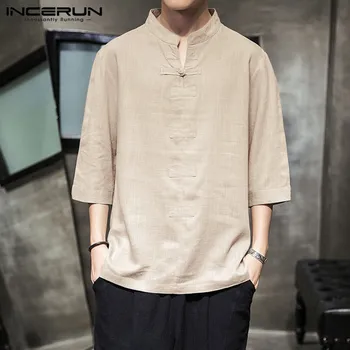INCERUN Mens Casual Shirts Cotton Linen Stand Collar Vintage Chinese Traditional Tops Tang Suit 3/4 Sleeve Solid Shirts Men 2020
INCERUN Mens Casual Shirts Cotton Linen Stand Collar Vintage Chinese Traditional Tops Tang Suit 3/4 Sleeve Solid Shirts Men 2020