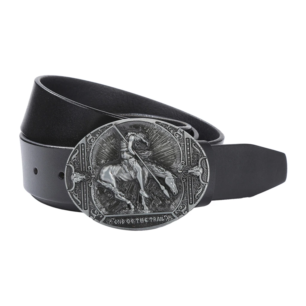 Rodeo Knight Oval Buckle Leather Belt Native Buckle Jeans Pants Accessories Rodeo Knight Oval Buckle Leather Belt Native Buckle Jeans Pants Accessories