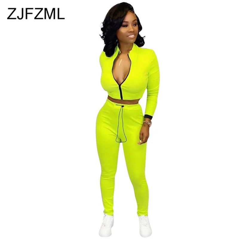 Neon Yellow Sexy Two Piece Set Women Club Outfits Front Zipper Full Sleeve Crop Top+ Bodycon Pant Suit Autumn 2 Piece Tracksuit
Neon Yellow Sexy Two Piece Set Women Club Outfits Front Zipper Full Sleeve Crop Top+ Bodycon Pant Suit Autumn 2 Piece Tracksuit