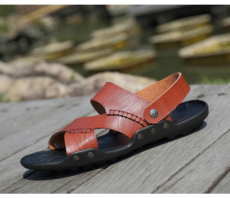 Sandały męskie zrobione ze skóry przezroczyste, rzymskie letnie buty - Sandalias Cuero Hombre Sandalia Rasteira Homme Sandale Ete - Wianko - 24