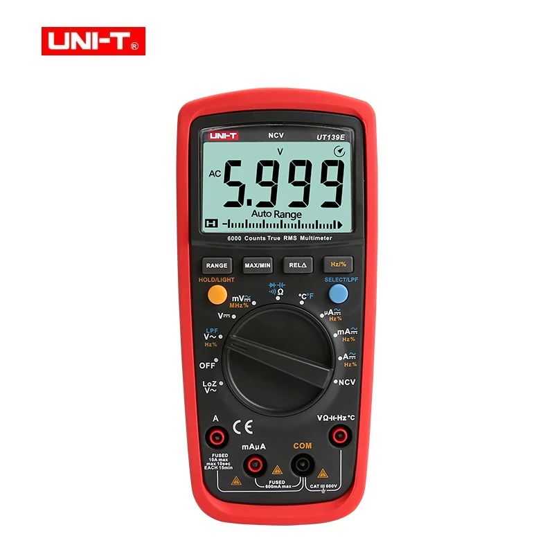 UNI-T UT139 Series Digital Multimeter Auto Range UT139E UT139C True RMS Tester Handheld 6000 Count Voltmeter
UNI-T UT139 Series Digital Multimeter Auto Range UT139E UT139C True RMS Tester Handheld 6000 Count Voltmeter