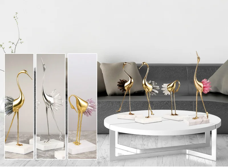 Luxtry Gold Silver Brass Flamingo Statue With Natural Pink Purple Blue Brown Crystal Stone Tail For Living Room Home Furnishing Luxtry Gold Silver Brass Flamingo Statue With Natural Pink Purple Blue Brown Crystal Stone Tail For Living Room Home Furnishing