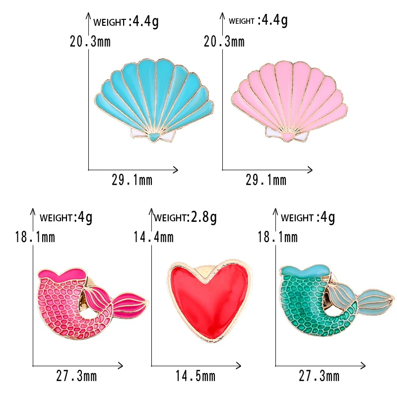 New Metal Badge Collar Jackets Lapel Enamel Pins Brooch For Women Cartoon Mermaid Tail Scallop Shell Red Heart Brooches Jewelry
New Metal Badge Collar Jackets Lapel Enamel Pins Brooch For Women Cartoon Mermaid Tail Scallop Shell Red Heart Brooches Jewelry