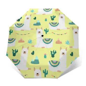 Automatic Umbrella Rain Women Three-folding Umbrella Fun Llamas Cacti Mountains Garlands Windproof Umbrella Waterproof parasol
Automatic Umbrella Rain Women Three-folding Umbrella Fun Llamas Cacti Mountains Garlands Windproof Umbrella Waterproof parasol