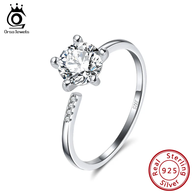 

ORSA JEWELS 925 Sterling Silver Solitaire Rings Anniversary Gift Cubic Zirconia Rings 925 Silver Rings Jewelry for Women SR153