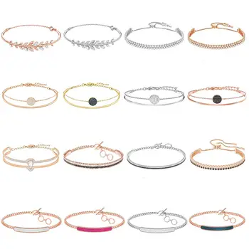 

High Quality Swa SL010 Original Series Double Row of Brick Double-layer Ring Deciduous Pear-shaped Water Color Crystal Bracelet