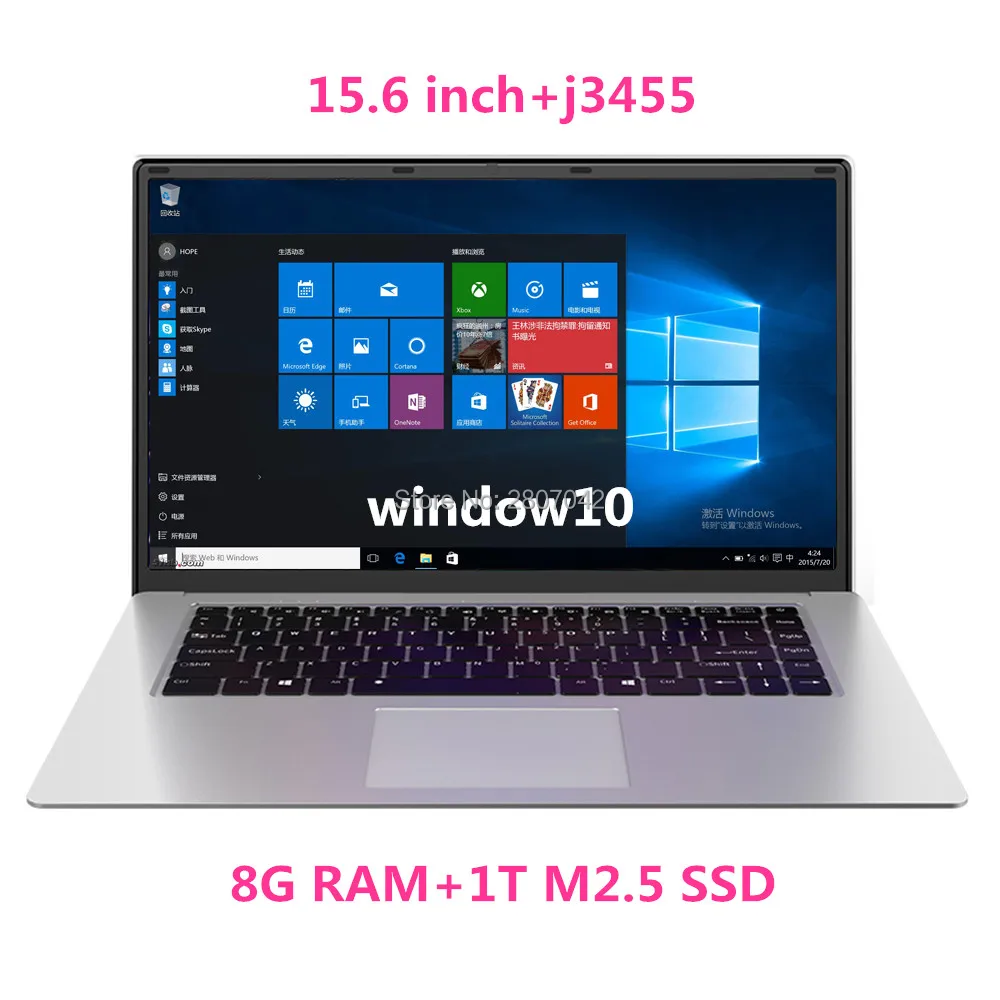 

15.6 inch Laptop With 8GB RAM 1TB SSD Notebook Computer J3455 Quad Core Netbook Students Ultrabook With Win10 OS