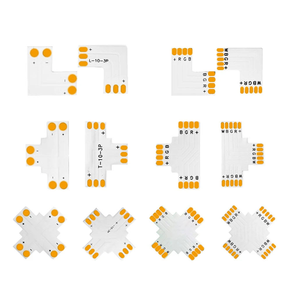 

10-12MM Width Corner Connector 2Pin 3Pin 4Pin 5Pin T L X PCB For WS2811 WS2812B WS2813 WS2815 SK6812 5050 RGB Led Strip Light