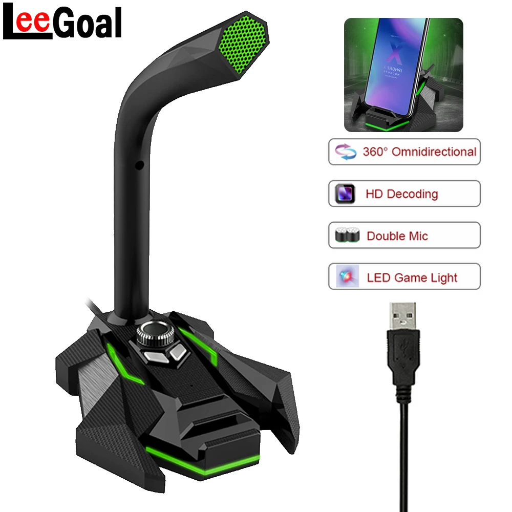 Dynamic Wired Microphone USB Studio Gaming 360 Omnidirectionnel PC Microphone for Computer Desktop Professional Dual Mic LED
Dynamic Wired Microphone USB Studio Gaming 360 Omnidirectionnel PC Microphone for Computer Desktop Professional Dual Mic LED