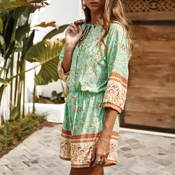 2020 Summer Foral Printed Jumpsuit Women 3/4 Sleeve Retro Boho High Waist Vacation Beach Causal Rompers Spring Playsuit
2020 Summer Foral Printed Jumpsuit Women 3/4 Sleeve Retro Boho High Waist Vacation Beach Causal Rompers Spring Playsuit