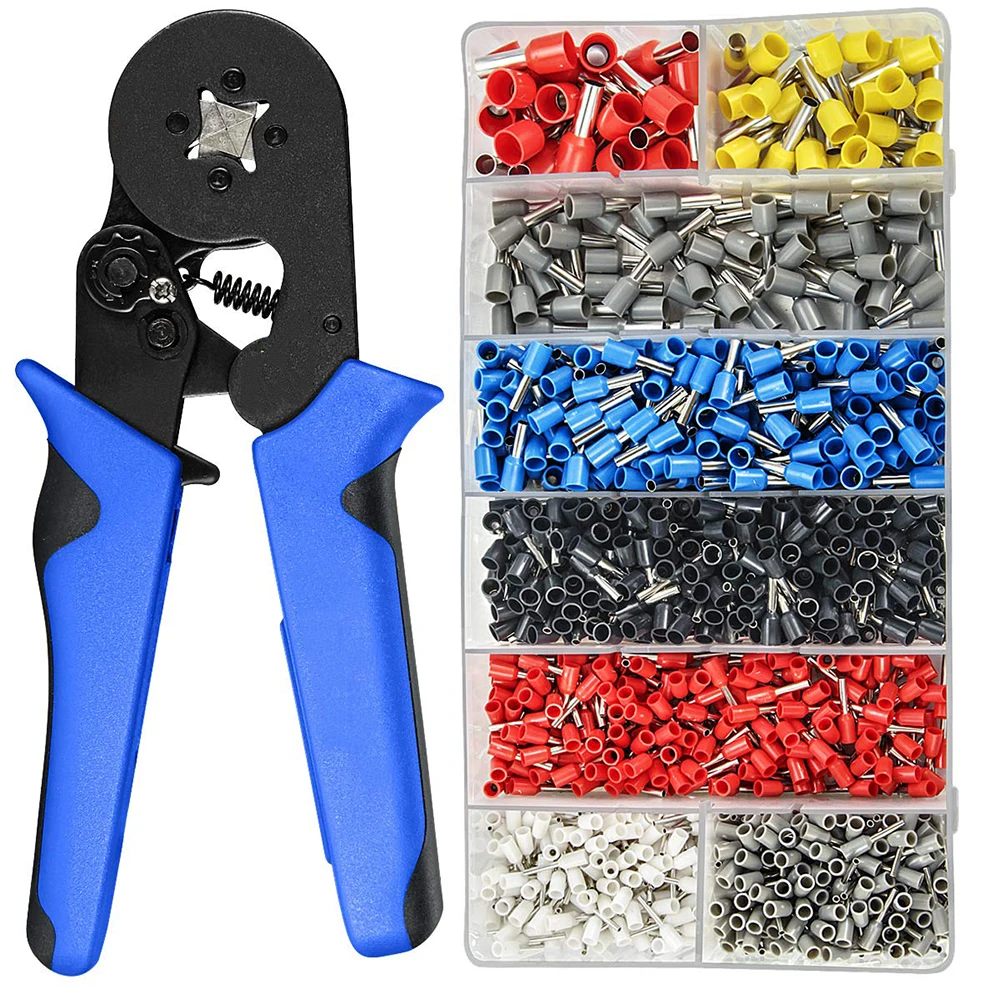Hot New Ferrule Crimping Tool Kit Ferrule Crimper Plier 1200Pcs Wire Ferrules Ends Terminals 2019