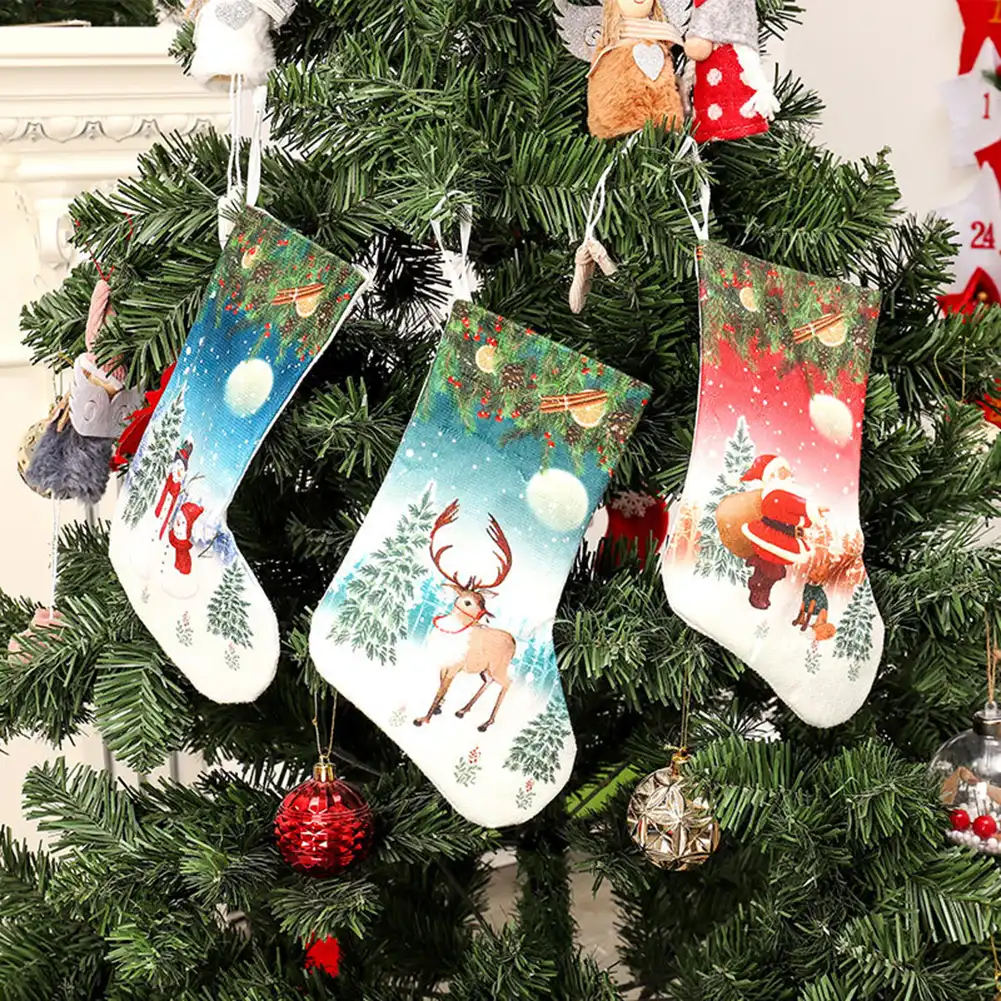 christmas stockings santa snowman elk pattern stocking gift