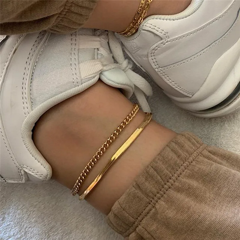 VAGZEB 2020 New Fashion Summer Beach Jewelry Gold Color Bohemian Two-layer Snake Chain Anklet for Woman
VAGZEB 2020 New Fashion Summer Beach Jewelry Gold Color Bohemian Two-layer Snake Chain Anklet for Woman