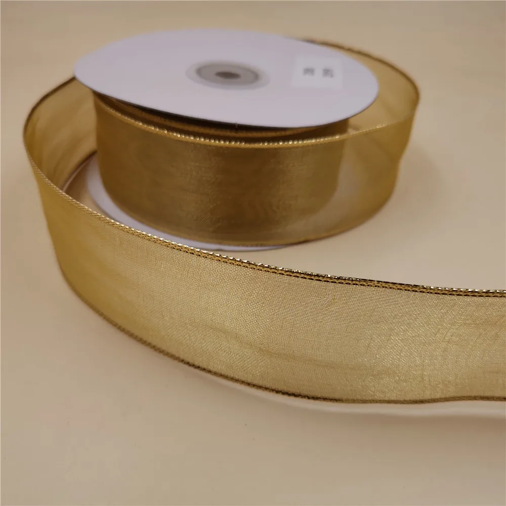 38mm X 25yards Net gold metallic ribbon for gift packaging wired edge ribbon N2095
38mm X 25yards Net gold metallic ribbon for gift packaging wired edge ribbon N2095