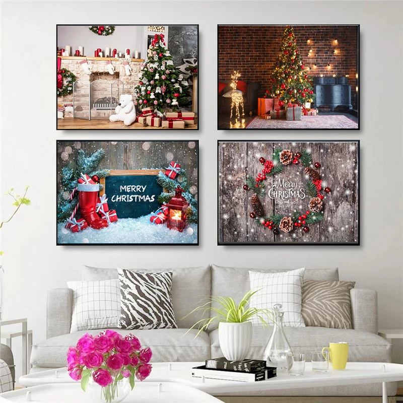 

Christmas Landscape Decoration Canvas Painting Wall Art Nordic Posters and Prints Wall Pictures for Living Room Decoration