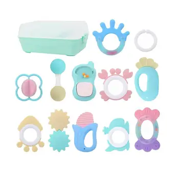 

12PCS Baby Teething Toys Molar Supplies Gum Massage Toy Sounding Teether Assorted Handbells for Toddlers Newborn