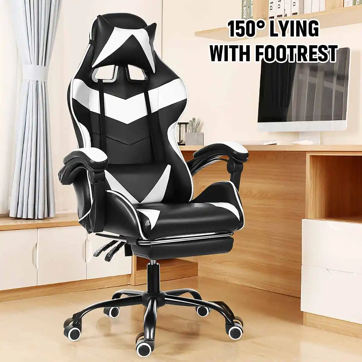 Reclining Office Chair WCG Computer Gaming Chair Leather Office Furniture Internet Cafe Gamer Chair Armchair Footrest Reclining Office Chair WCG Computer Gaming Chair Leather Office Furniture Internet Cafe Gamer Chair Armchair Footrest