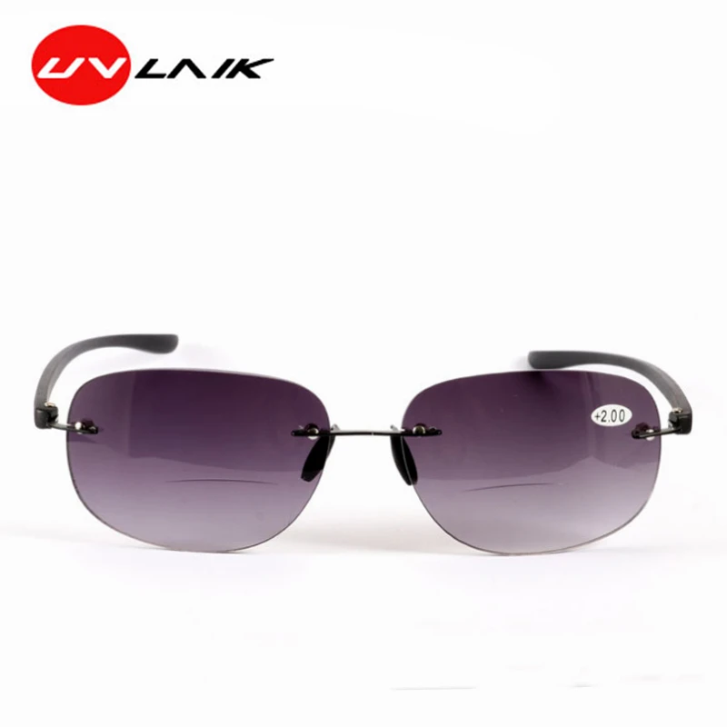 UVLAIK Dual-use Elder men women outdoor Reading glasses Ultra-light retangle rimless sun glasses for old man sun shade cutting 
UVLAIK Dual-use Elder men women outdoor Reading glasses Ultra-light retangle rimless sun glasses for old man sun shade cutting