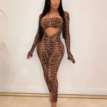 Women Sexy Wrapped Chest Jumpsuit 2020 Fashion Leopard Print Long Sleeve Slim Bodycon Rompers Mono mujer Macacao feminino
Women Sexy Wrapped Chest Jumpsuit 2020 Fashion Leopard Print Long Sleeve Slim Bodycon Rompers Mono mujer Macacao feminino