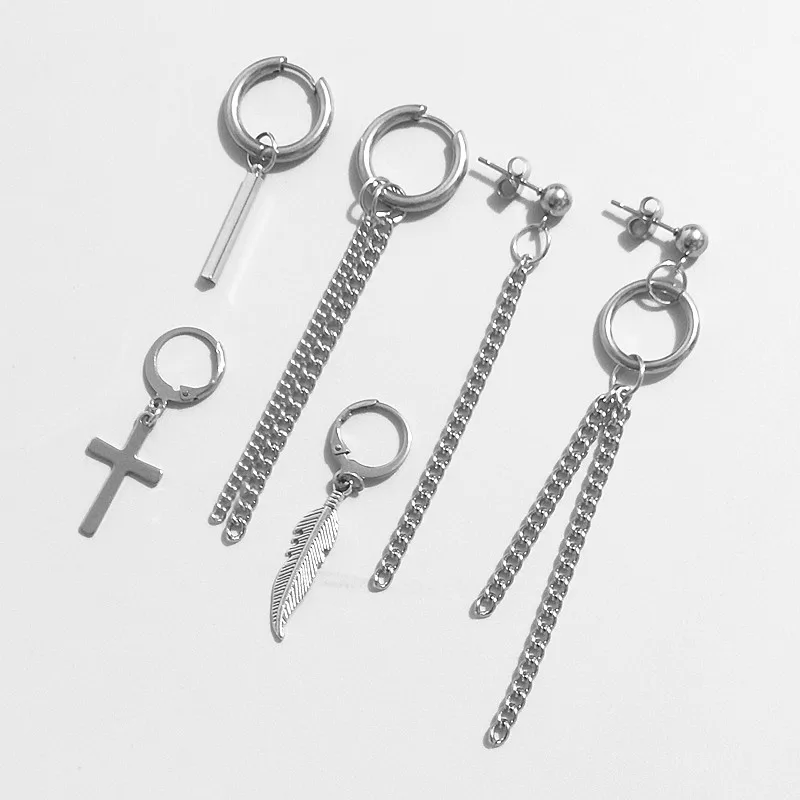 6pcs/set Punk Cool lightn Small Hoop Earrings With Pandent Personality Silver Color Korean kpop Earring For Women men Jewelry
6pcs/set Punk Cool lightn Small Hoop Earrings With Pandent Personality Silver Color Korean kpop Earring For Women men Jewelry