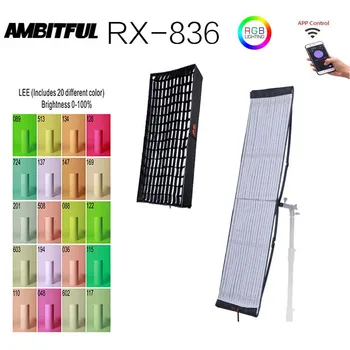 FalconEyes RX-836 200W RGB LED Video Fotografia Light Support APP Remote Control Portable 8 Scene Modes Continuous Lighting Lamp 
FalconEyes RX-836 200W RGB LED Video Fotografia Light Support APP Remote Control Portable 8 Scene Modes Continuous Lighting Lamp